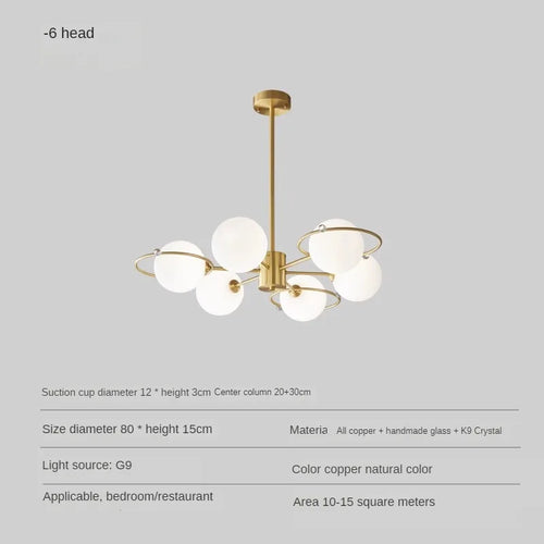 Nordic copper chandelier minimalist modern decorative glass