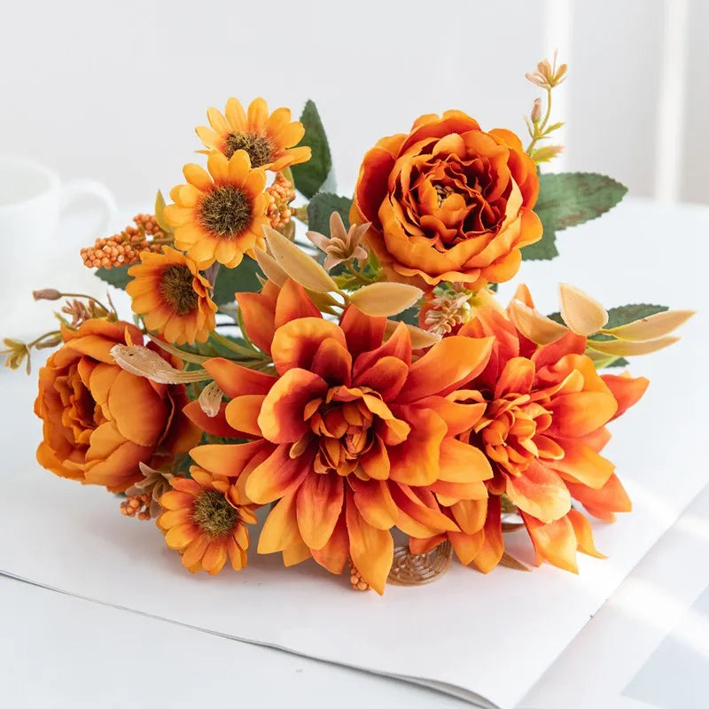fleur artificielle dahlia rose marguerite pour décoration fête mariage - vue 6 sur 13