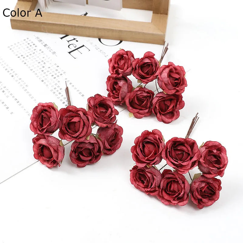 mini bouquet de roses artificielles pour décoration florale - vue 9 sur 15