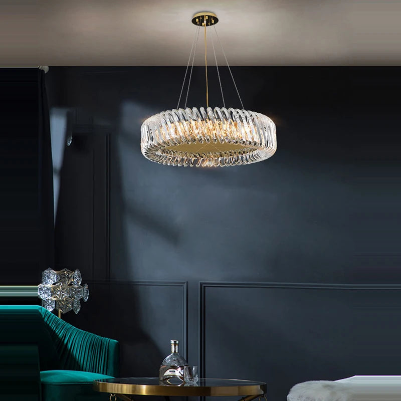 lustre à led en verre cristal art déco intensité variable nouvelle tendance - vue 4 sur 17