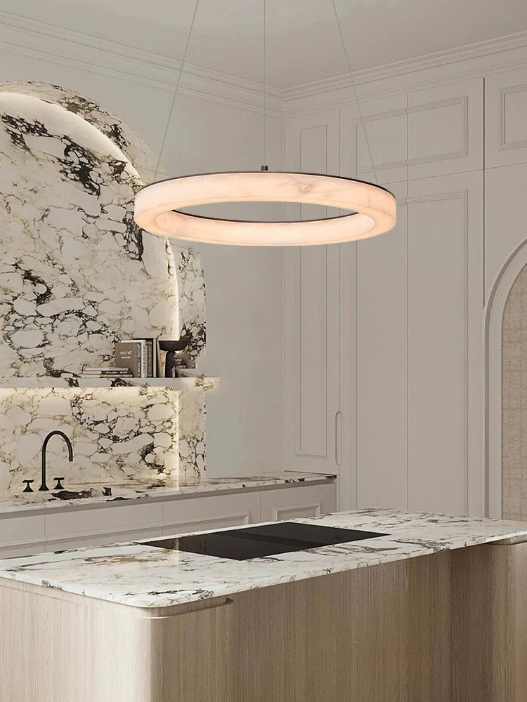 Lustre LED rond en marbre véritable - vue 3 sur 10