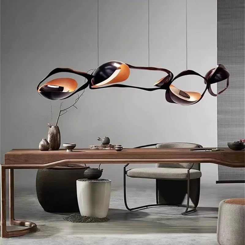Lustre design nordique Restaurant salle à manger lampe d'ambiance décorative noir en acier inoxydable lustres haut de gamme 2023 - vue 7 sur 8