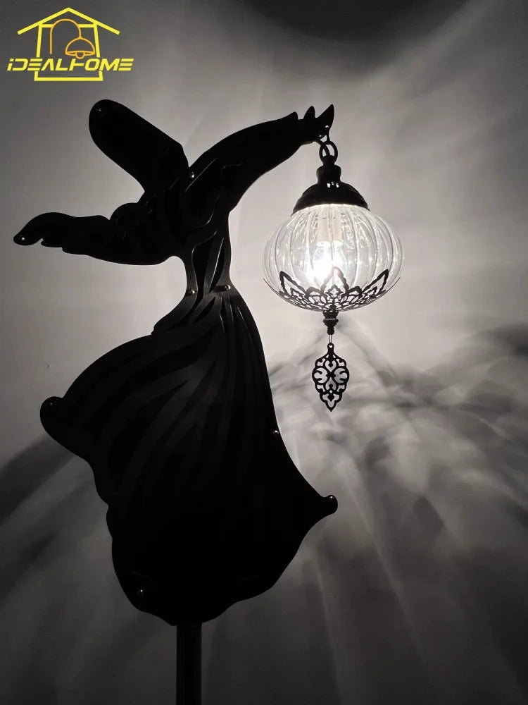 lampe de sol exotique en forme de bol et moine danseur zen - vue 6 sur 5