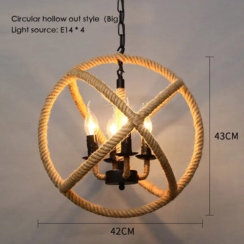 Sisal chanvre corde suspension plafonnier Lustre suspendu Lustre fer main tressage rustique rétro pour salle à manger décor - vue 17 sur 28