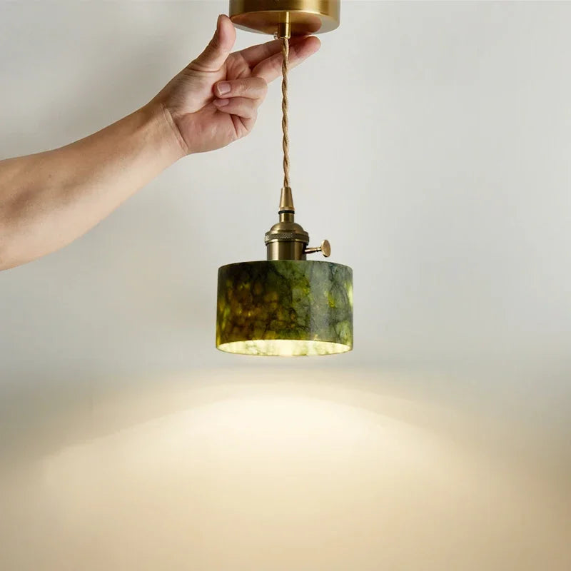 suspension en jade naturel style rétro français pour intérieur élégant - vue 3 sur 7