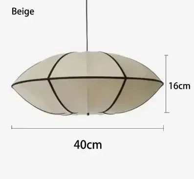 Nordic fabric lantern silk Zen pendant light, living room interior decoration, Japanese beige lantern pendant light - vue 9 sur 10
