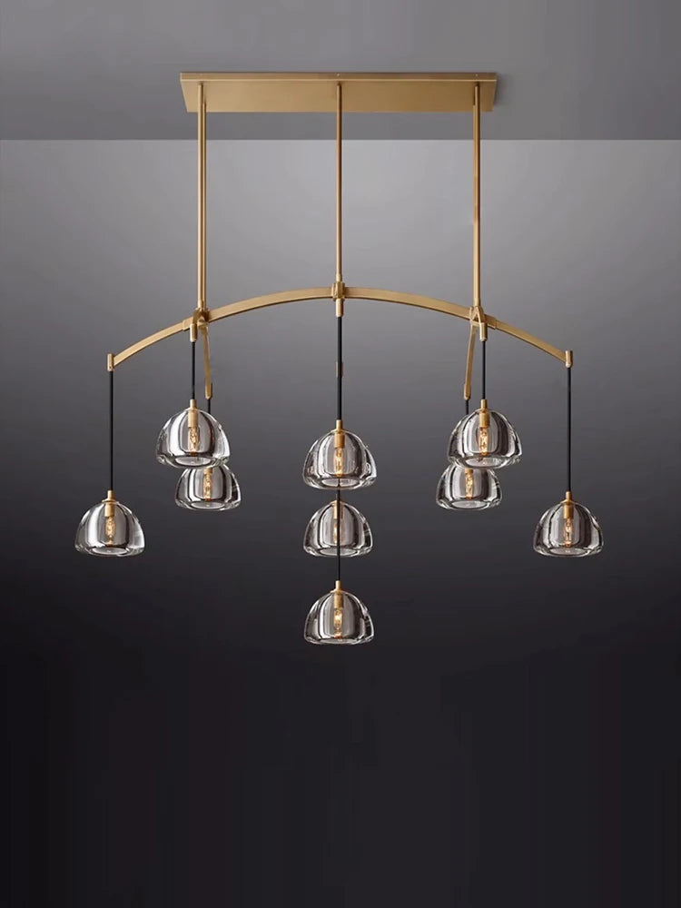 lustre vintage en cristal et cuivre pour éclairage intérieur - vue 7 sur 13
