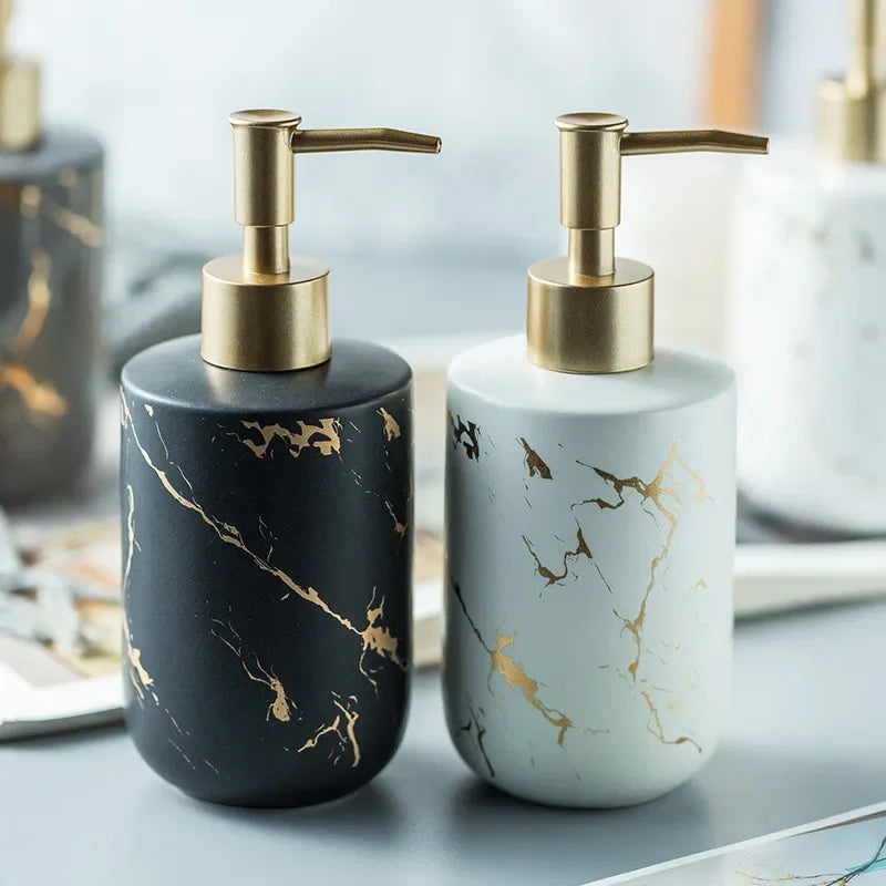 distributeur de savon liquide en céramique pour salle de bain moderne - vue 2 sur 12