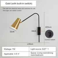 Minimally Adjustable Bedroom Bedside Wall Lamp, Long Arm Dining Room Wall Lamp, Nordic Long Pole Industrial Style Swing Arm Lamp