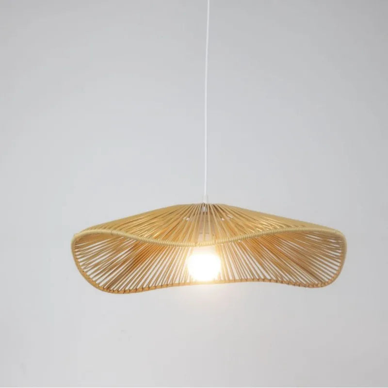 lampe de restaurant en rotin style wabi-sabi rétro zen - vue 6 sur 9