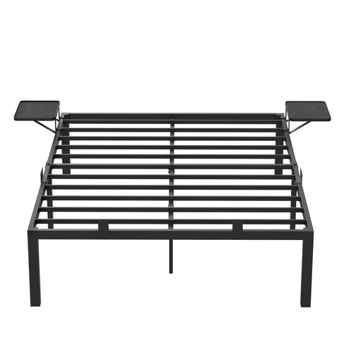 VASAGLE Double Bed Frame, Metal Bed Frame, with Bedside Shelves, Guest Bed Frame, for 190 x 140 cm Mattresses, Easy Assembly - vue 4 sur 7