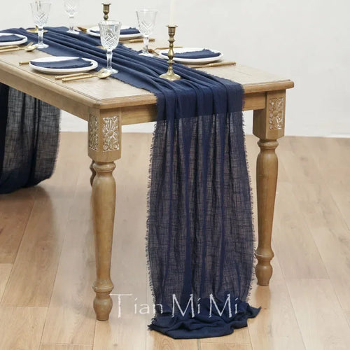 Chemin de table coton gaze style vintage mariage - vue 10 sur 29