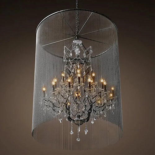 lustre traditionnel à éclairage led avec cristaux fumés