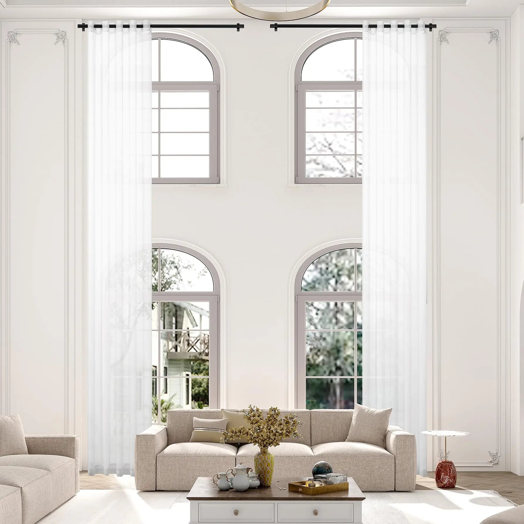 Voilage tulle extra long sur mesure hauts plafonds - vue 2 sur 10