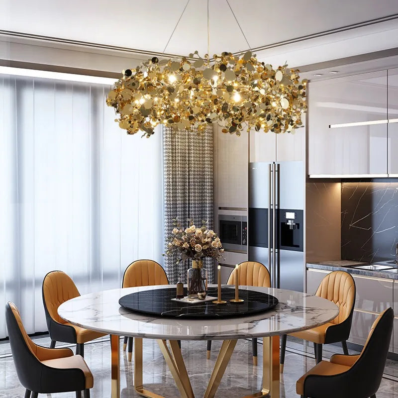 lustre en acier inoxydable post-moderne peu profond luxe - vue 4 sur 7