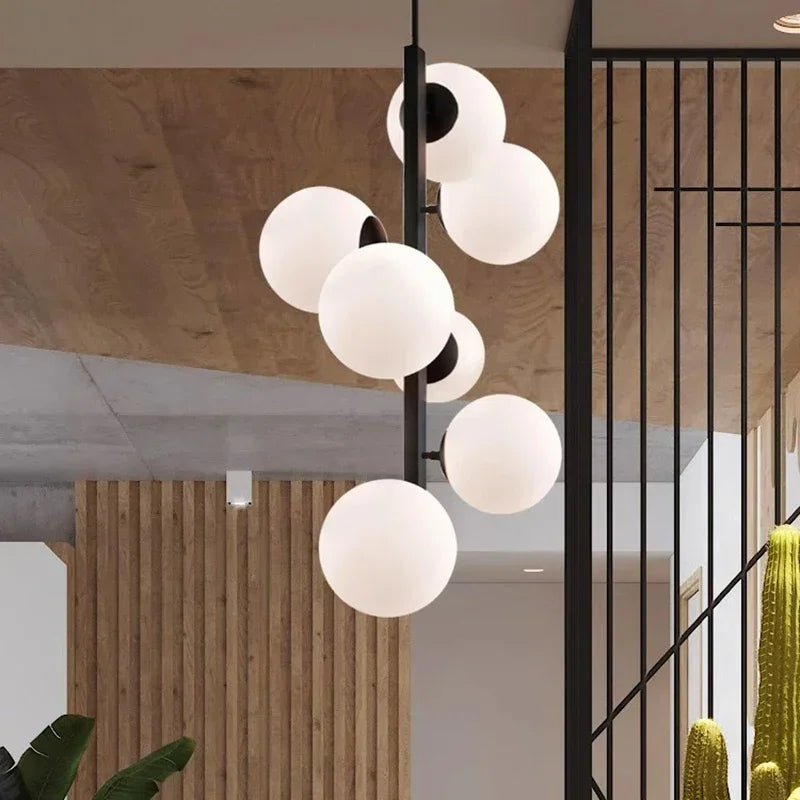 Minimalist Nordic decorative iron and glass ceiling light - vue 5 sur 7
