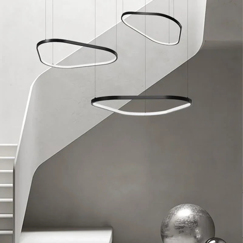 lustre Moderne noir irrégulier Led éclairage salon salle à manger nordique décor à la maison chambre - vue 3 sur 13