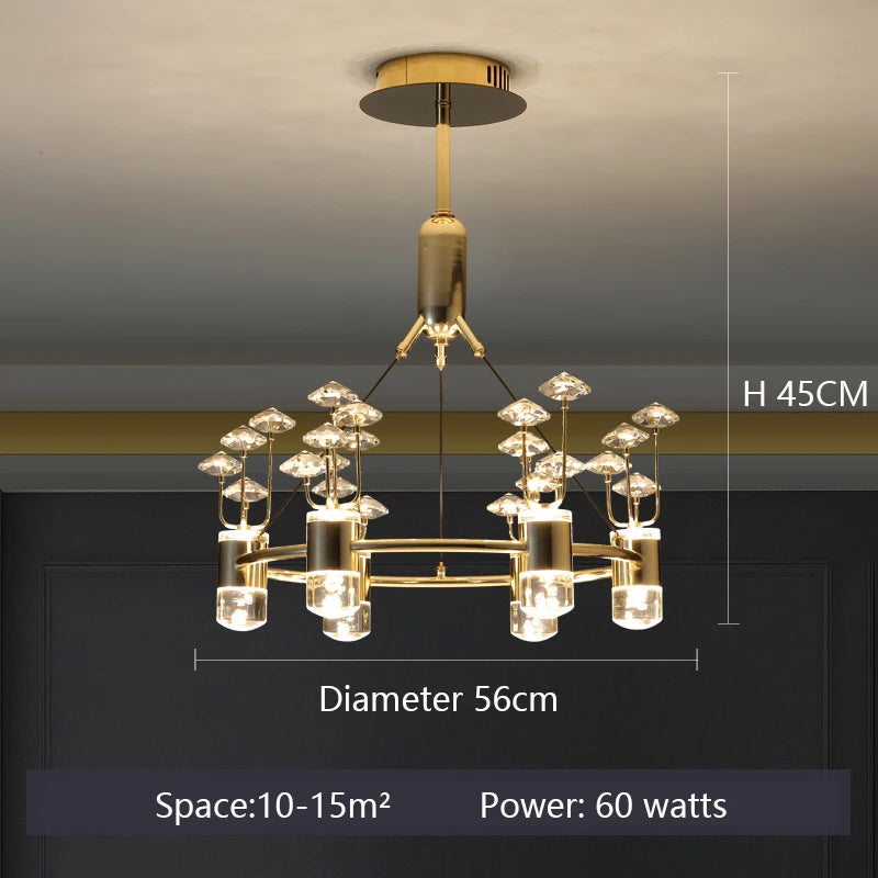 lustre long en cristal style européen avec branche simple en aluminium - vue 11 sur 12