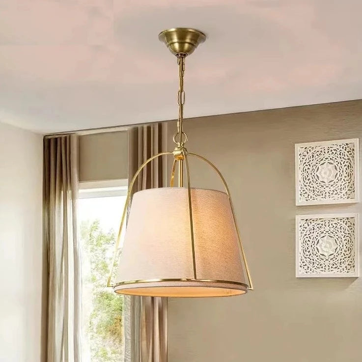 Lustre Américain Simple en tissu et métal style minimaliste - vue 5 sur 6