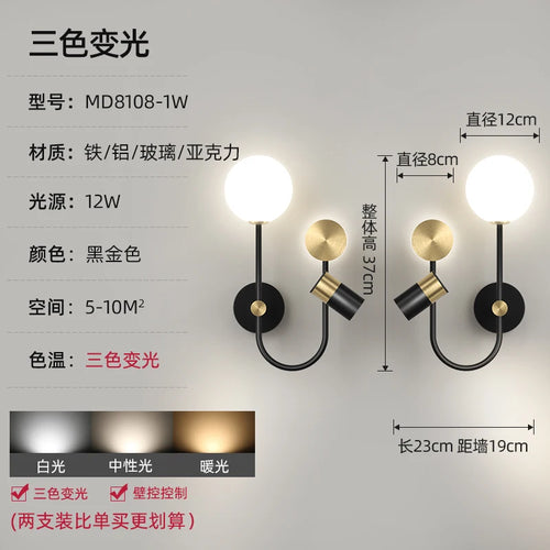 applique murale spot led en métal pour intérieur décoratif - vue 11 sur 13