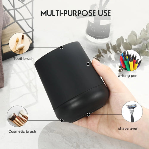 Matte Black toothbrush holders for bathrooms with silicon boot, Modern tooth brushing and toothpaste holder cup for bathroom Org - vue 6 sur 6