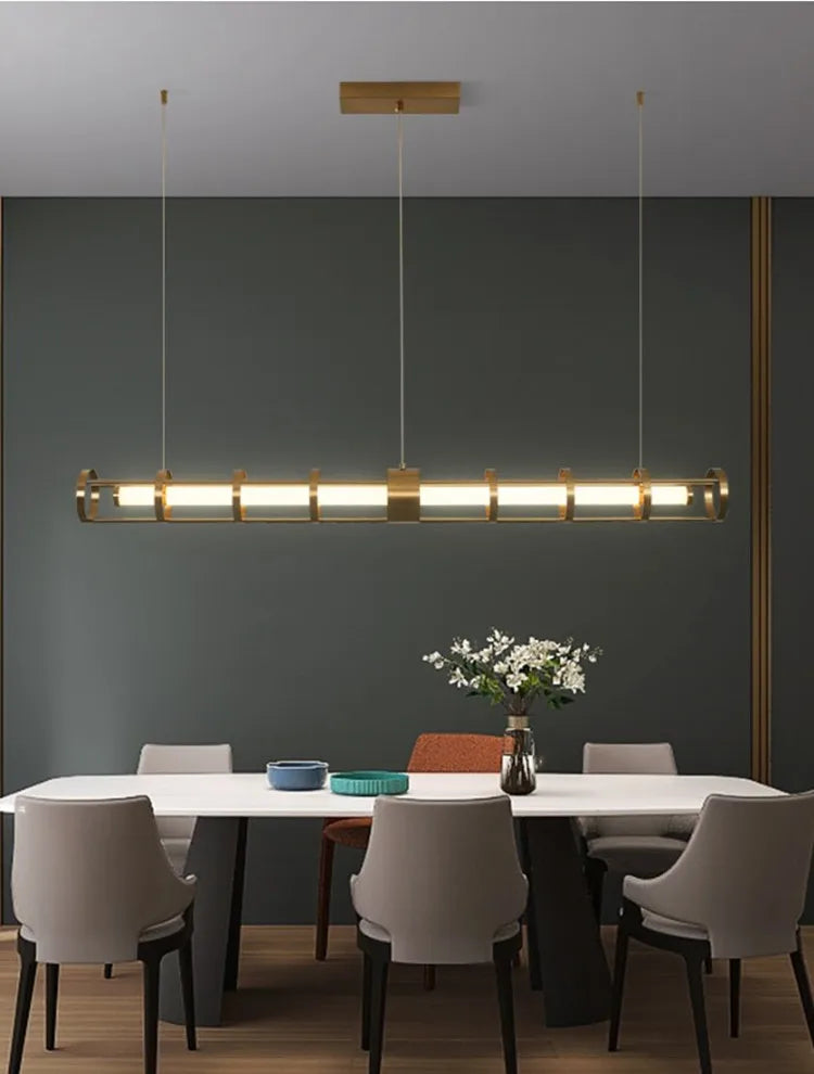 lustre moderne en acier inoxydable avec led et acrylique creux - vue 3 sur 7
