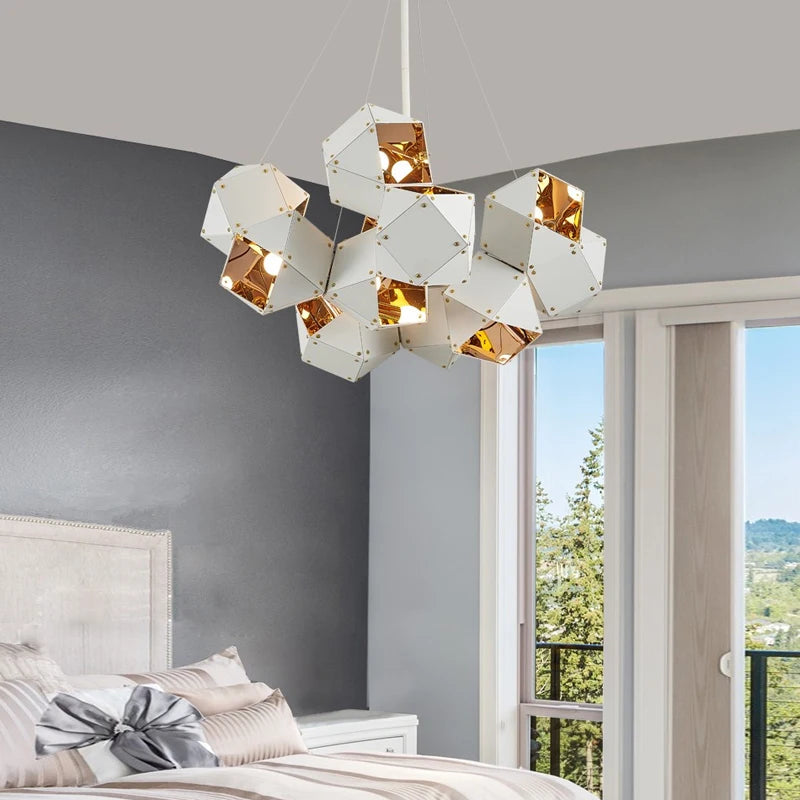 suspension led cube art déco style assorti 	 saison - vue 4 sur 28