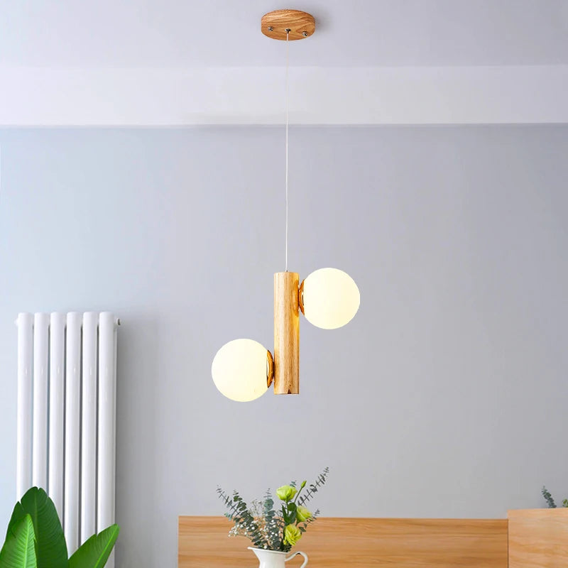 suspension en bois et verre pour restaurant moderne et créatif - vue 4 sur 10