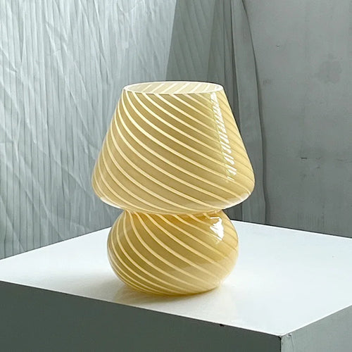 Lampe led verre veilleuse rayée champignon - vue 11 sur 12
