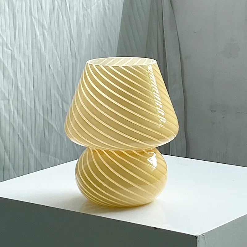 Lampe led verre veilleuse rayée champignon - vue 10 sur 12