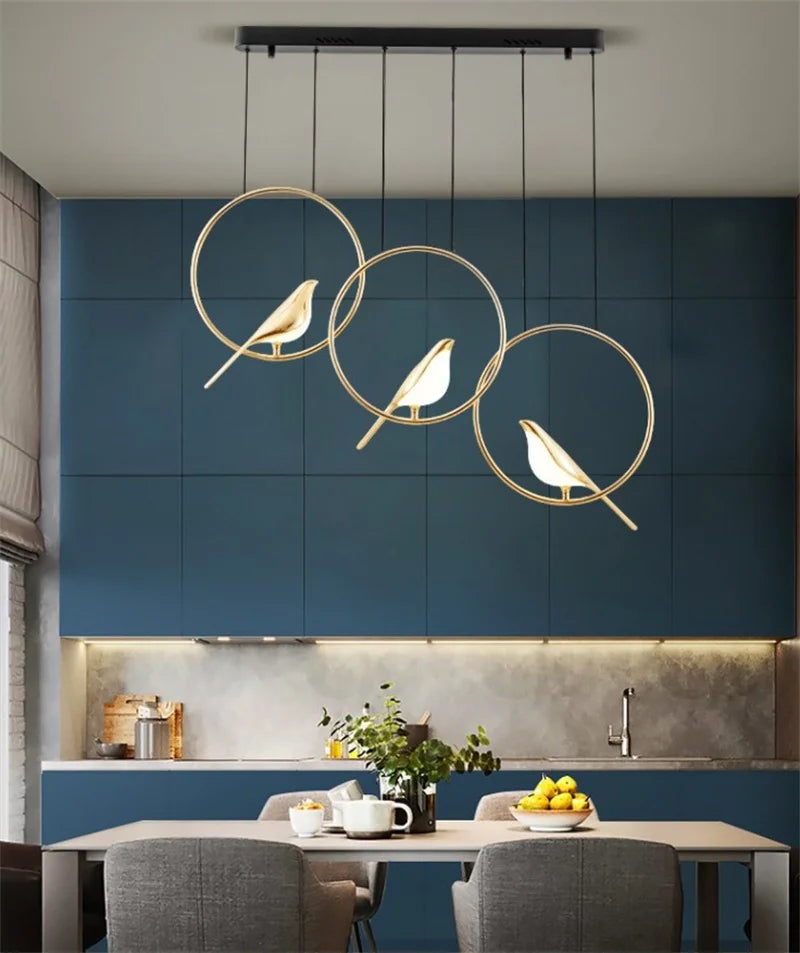 lustre oiseau doré pour décoration intérieure style nordique - vue 7 sur 16