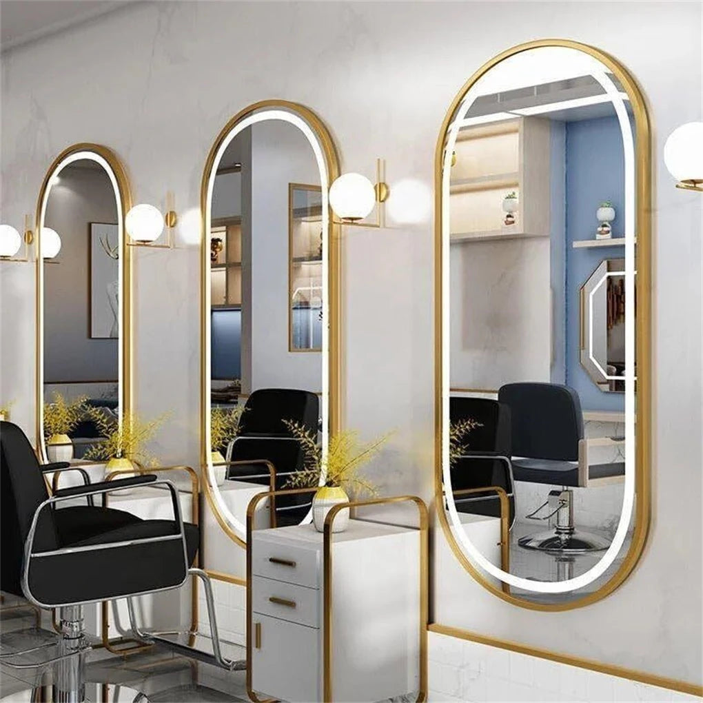 LED Bathroom Mirror Oval Illuminated Wall Mirror Aluminum Gold Frame Memory Anti-fog 3 Changeable Color, IP56 800/1000/1200MM - vue 1 sur 9