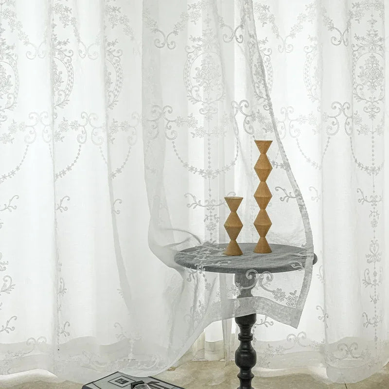 Voilage tulle brodé style européen pour salon fenêtres - vue 5 sur 7