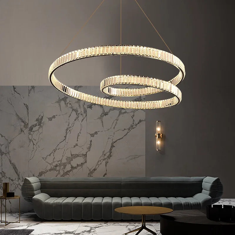 lustre cristal led luxe deco suspension - vue 5 sur 12