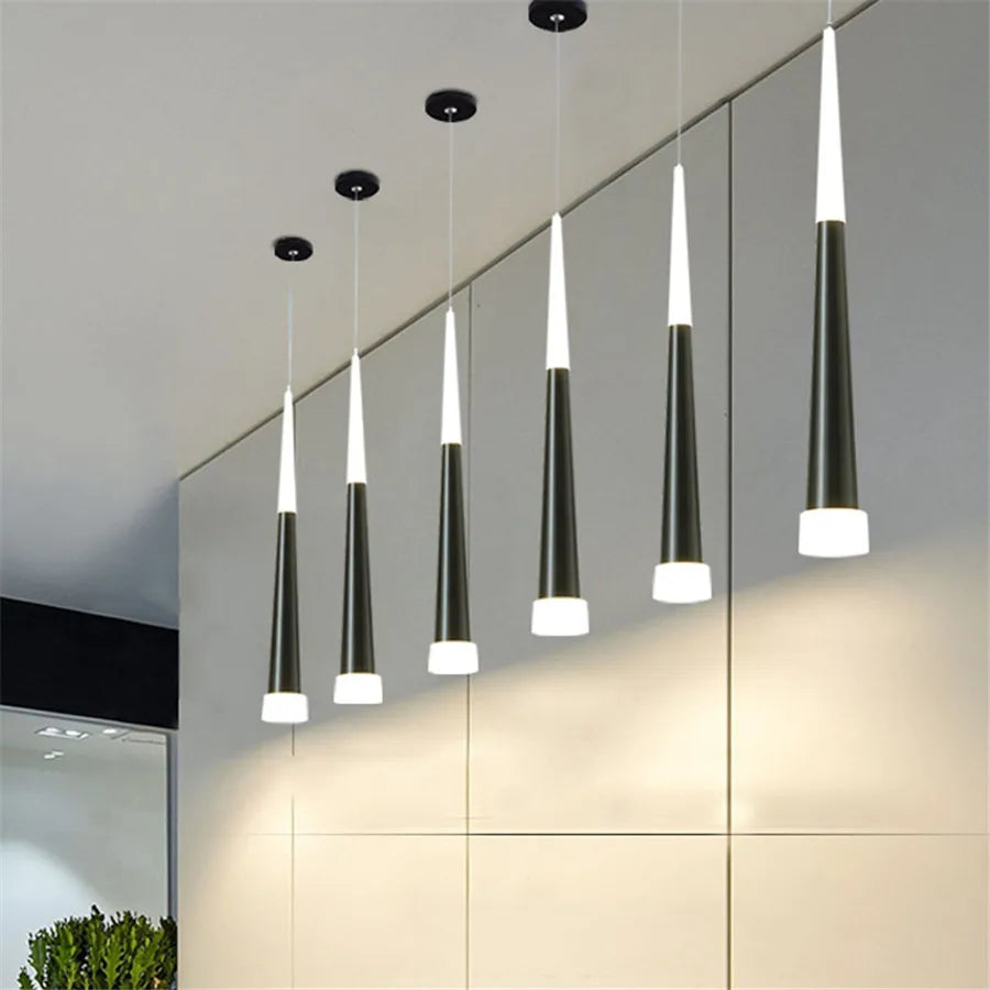Nordique Long Tube chambre chevet Suspension lampe cuisine Suspension île salle à manger Table Suspension Suspension lumière - vue 5 sur 11