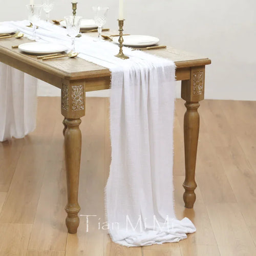 Chemin de table coton gaze vintage mariage fete