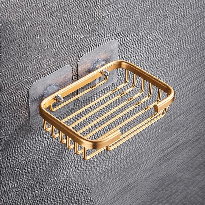 porte-savon mural doré en verre pour salle de bain - vue 2 sur 8