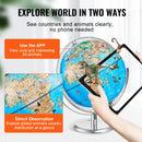 VEVOR Educational Globe 10in/254mm Interactive AR World Globe LED Night Lighting, AR APP Compatible with Android or iOS Devices