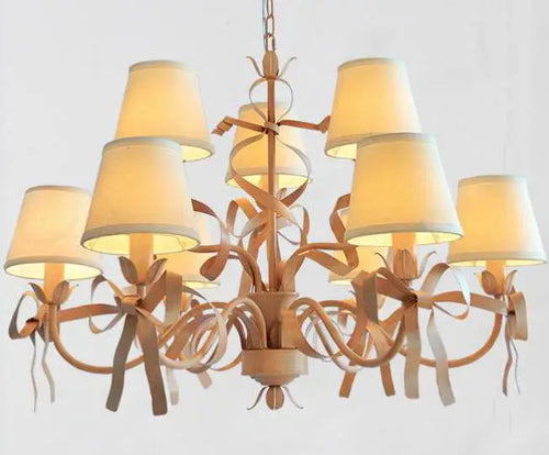 lustre en ruban rose pour chambre d'enfant élégante - vue 10 sur 14