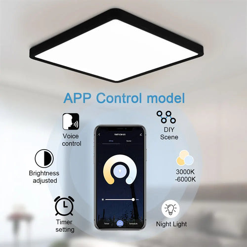 Tuya Smart LED plafonnier App commande vocale Alexa Google télécommande plafonniers carrés salon chambre éclairage - vue 3 sur 22