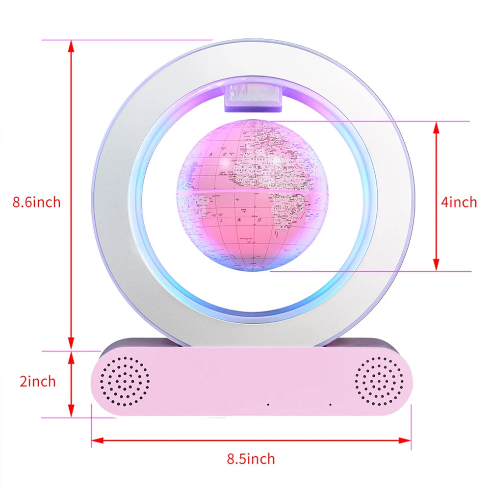Magnetic Levitation Base Build-In Bluetooth & LED Light 4in Globe Desk Lamp Night Light for Room, Home, Office Desk Toys Decor - vue 6 sur 7