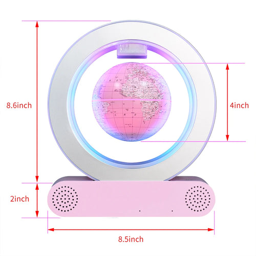 Magnetic Levitation Base Build-In Bluetooth & LED Light 4in Globe Desk Lamp Night Light for Room, Home, Office Desk Toys Decor - vue 7 sur 7