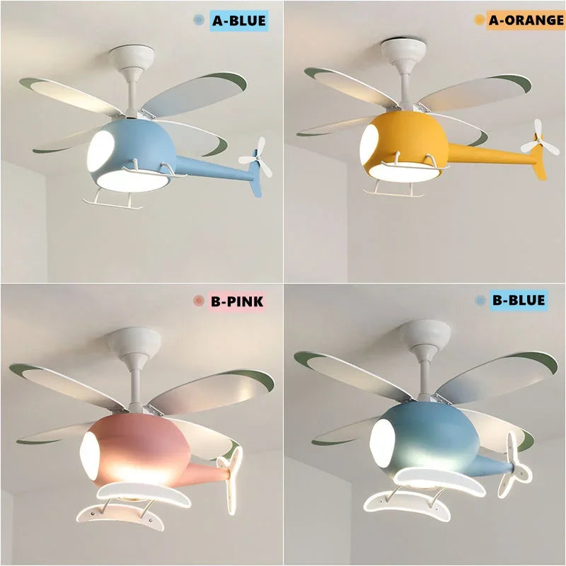 ventilateur de plafond moderne avion avec lumière led et télécommande - vue 6 sur 12
