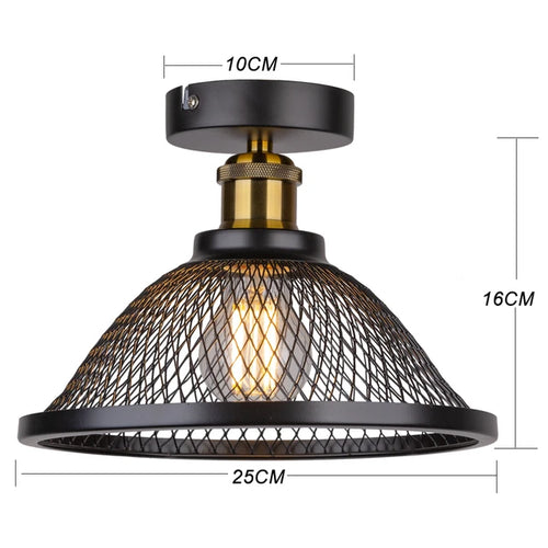 suspension Vintage rétro noir fer Net-Cage cuisine E27 LED pour chambre salon Restaurant - vue 11 sur 13