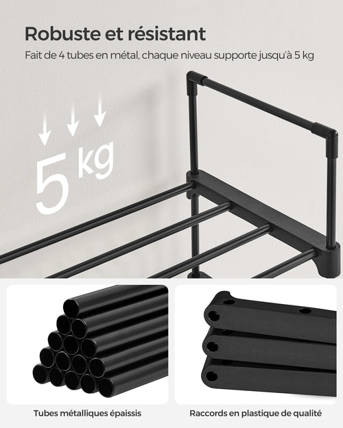 SONGMICS Shoe Rack, 10-Tier Metal Shoe Storage Organizer, Customizable Design, Metal Frame, Space-Saving Rack - vue 4 sur 7