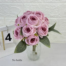 bouquet de 10 roses artificielles en soie décoratives pour événements