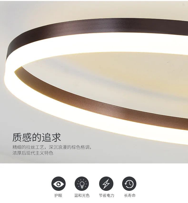 Modern LED super bright circular ceiling light in living room, Nordic restaurant light, minimalist bedroom ceiling light fixture - vue 4 sur 7