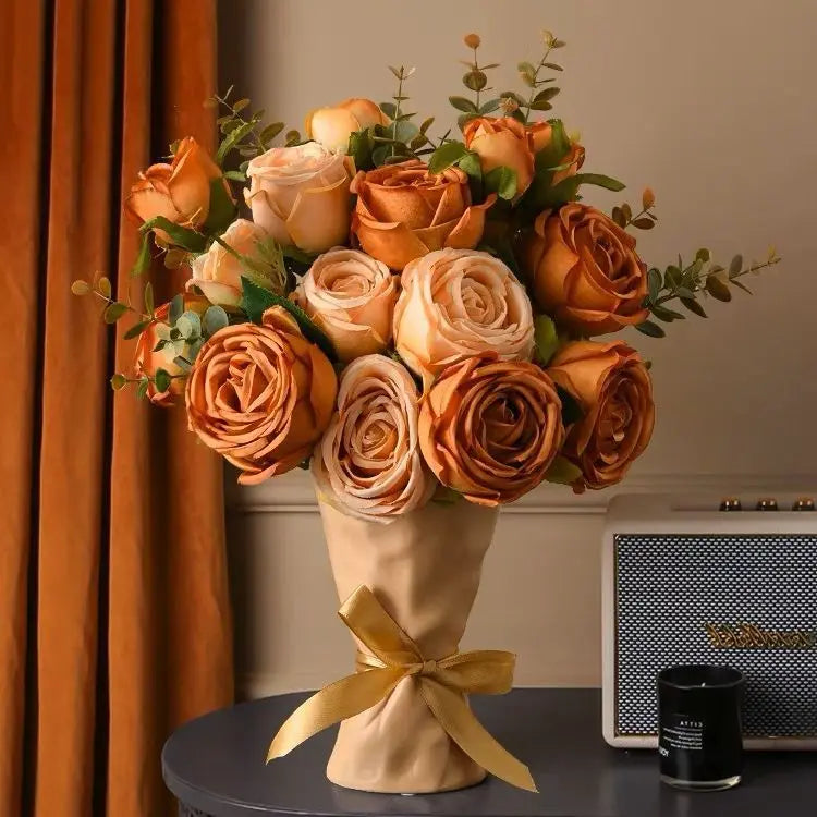 bouquet de roses artificielles en soie pour décoration intérieure mariage - vue 5 sur 9