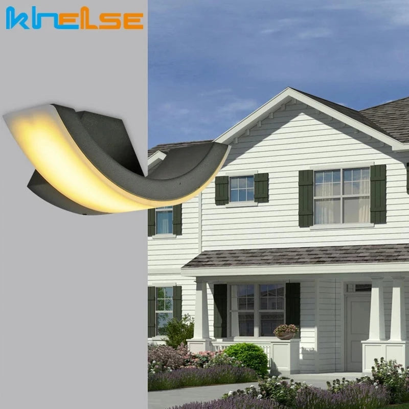 12W/18W Outdoor Garden LED Wall Lamp Balcony Aisle Engineering Villa Wall Light Porch Corridor Waterproof Arc Style Sconce Light - vue 6 sur 8