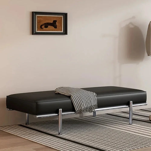 Stainless Steel Shoe Changing Bench, Long Stool, Italian Minimalist Leather, Bed-End Seat, Light, Luxury - vue 2 sur 42
